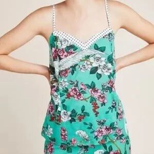 Anthropologie Layla Green Floral Cami Top Sz S